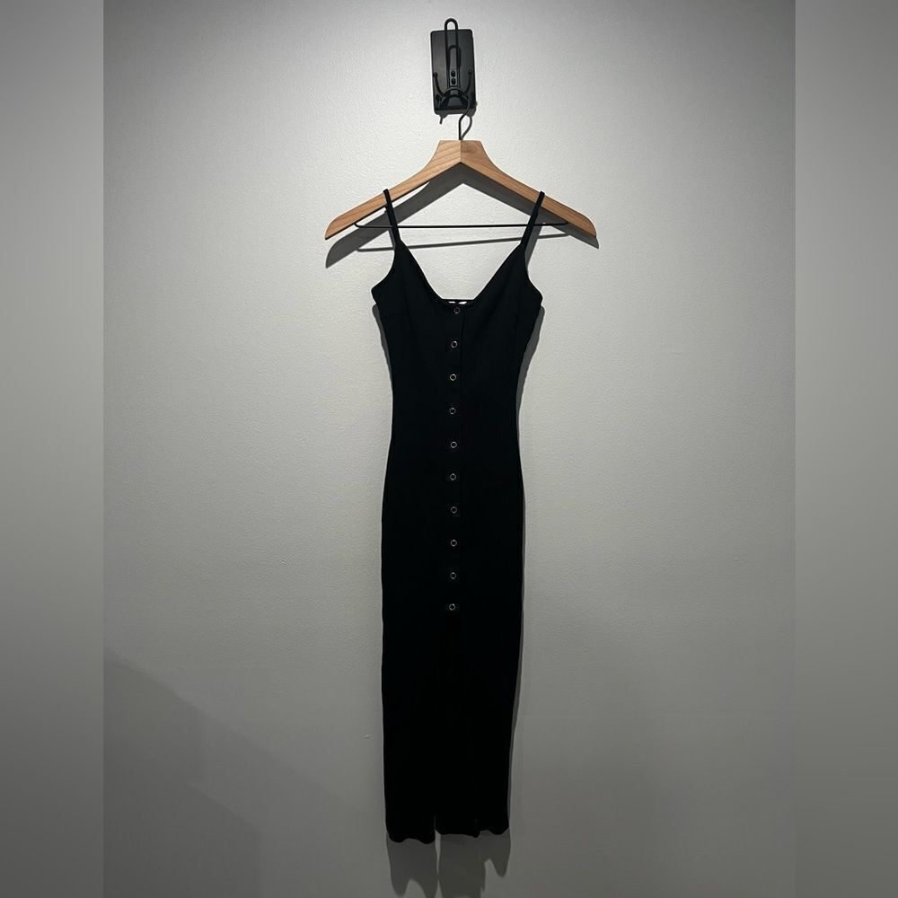 Princess Polly Black Ribbed Tank Top Bodycon Dress US 2